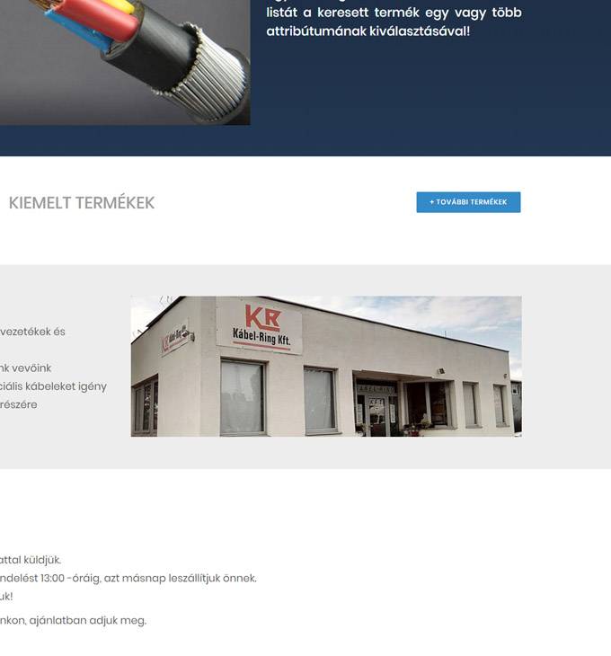 Kabelkereskedo.hu - kábelek, vezetékek forgalmazása - reszponzív webáruház készítés