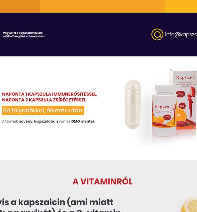 Kapsza-c.hu - 800 mg-os C-vitamin növényi kapszulában - reszponzív honlapkészítés