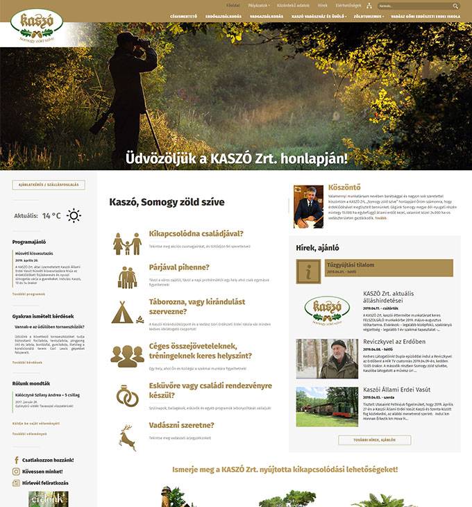 Kaszort.hu - erdőgazdaság, vadászház, kisvasút, vadászat - reszponzív honlapkészítés
