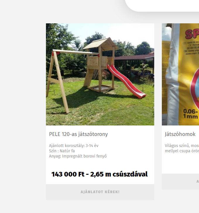 Kertijatek.com - játszóházak, játszótéri eszközök, kerti játékok reszponzív webáruház készítés