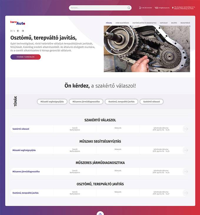 Kiaszakerto.hu - KIA, Hyundai műszaki segítségnyújtás - reszponzív fórum honlapkészítés