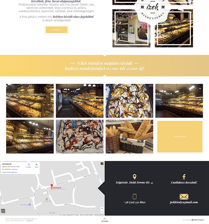 Kiralypeksegszigetvar.hu pékség és fagyizó reszponzív weboldal készítés