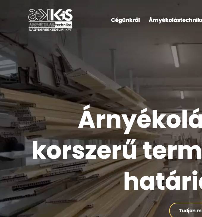 Kis Árnyékolástechnikai Kft. bemutatkozó weboldalának elkészítése