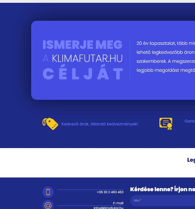 Klimafutar.hu - Széleskörű klíma választék - reszponzív webáruház készítés