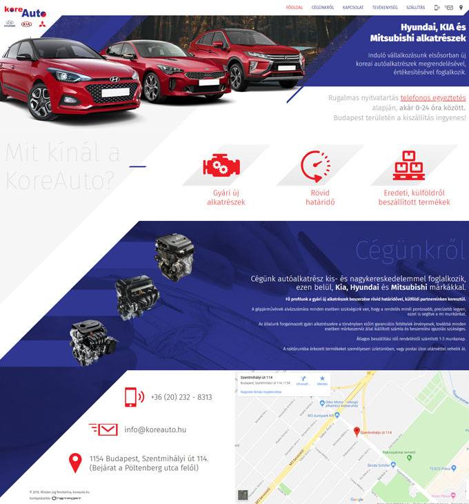 Koreauto.hu - Kia, Hyundai, Mitsubishu autóalkatrész kereskedelem - reszponzív honlapkészítés