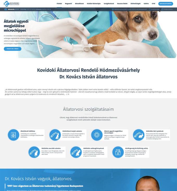Kovidoki.hu - hódmezővásárhelyi állatorvosi rendelő reszponzív honlapkészítés