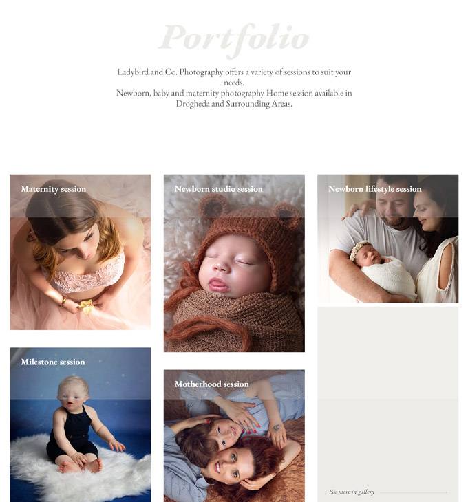 Ladybirdandcophotography.ie - Newborn and baby photography - reszponzív honlapkészítés