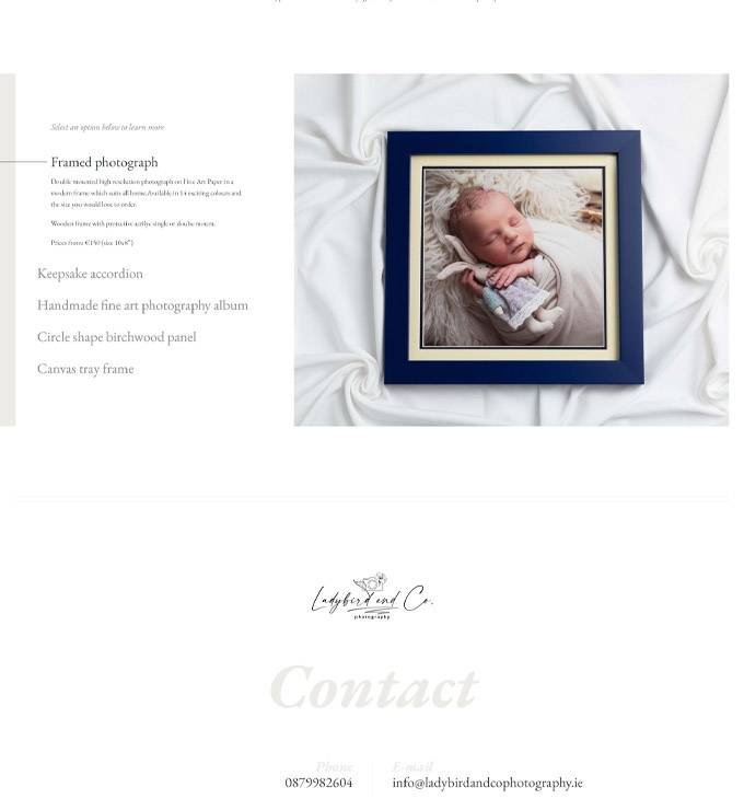 Ladybirdandcophotography.ie - Newborn and baby photography - reszponzív honlapkészítés