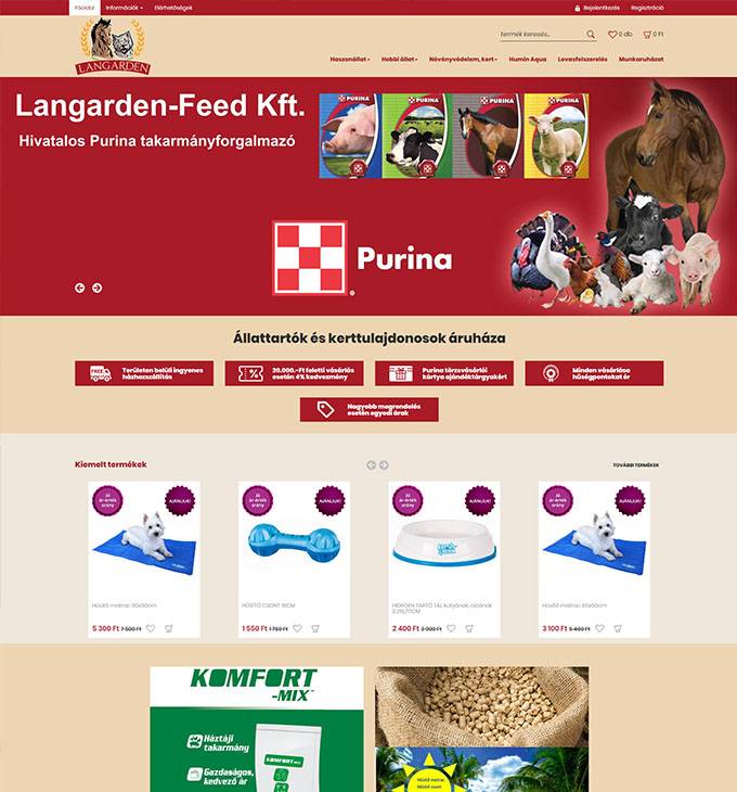 Langarden.hu - Állattartók és kerttulajdonosok - reszponzív webáruház készítés