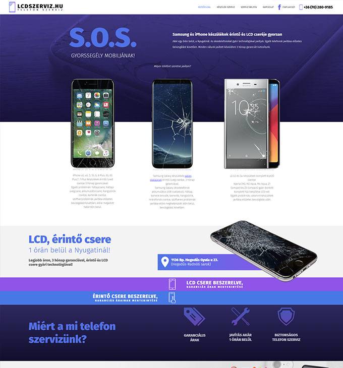 Lcdszerviz.hu - Samsung és iPhone szerviz reszponzív weboldalának készítése