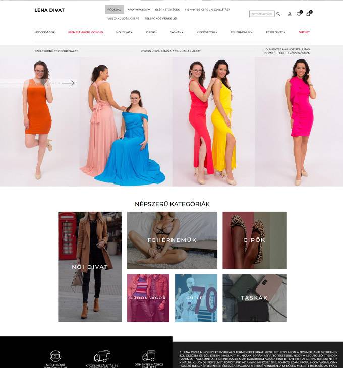 Lenadivat.hu - Minőségi női divat - reszponzív webáruház készítés