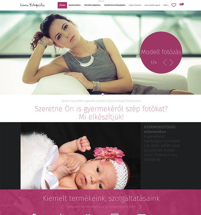 Lineafoto.hu - fotó szolgáltatás, fényképes ajándékok reszponzív webáruházának elkészítése