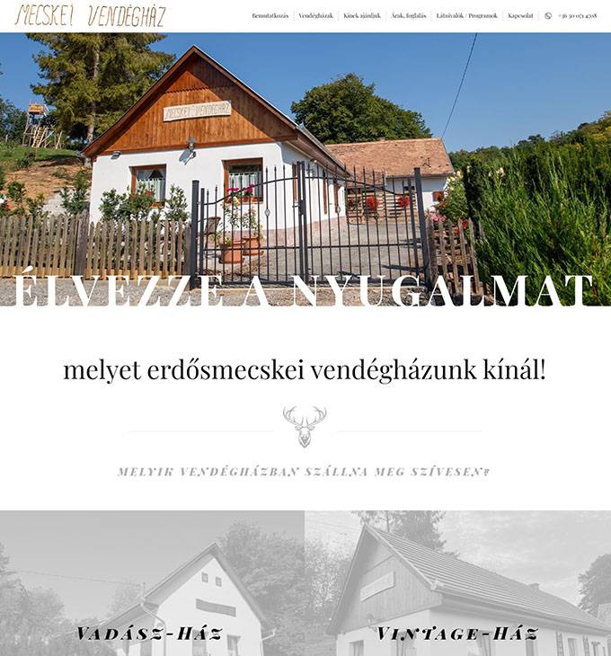 Mecskeivendeghaz.hu - Erdősmecskei vendégházak, szállás, falusi turizmus - reszponzív weboldal készítés