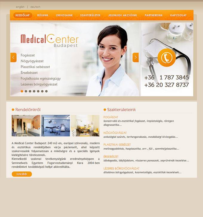 medicalcenterbudapest.hu weboldal programozása