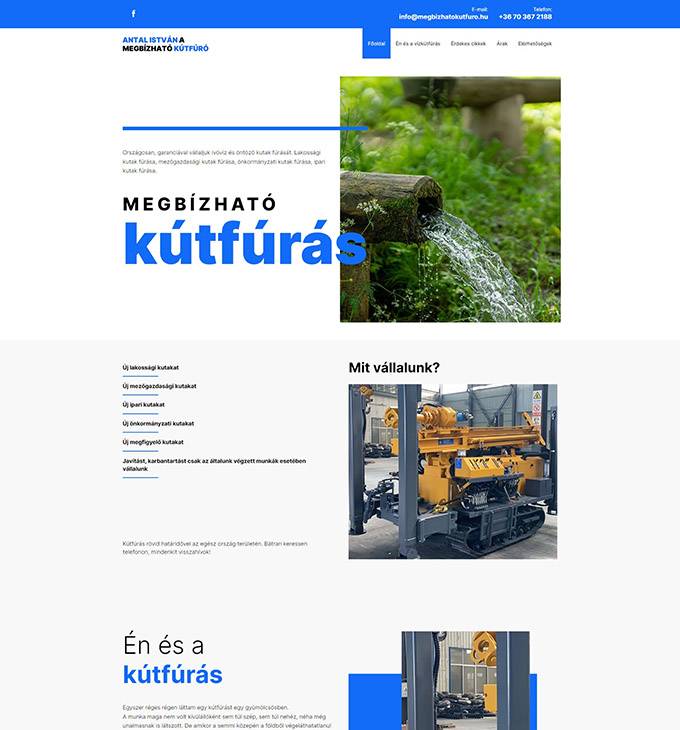 Megbizhatokutfuro.hu - Kútfúrás, megbízható profi kútfúró országosan - reszponzív weboldal készítés
