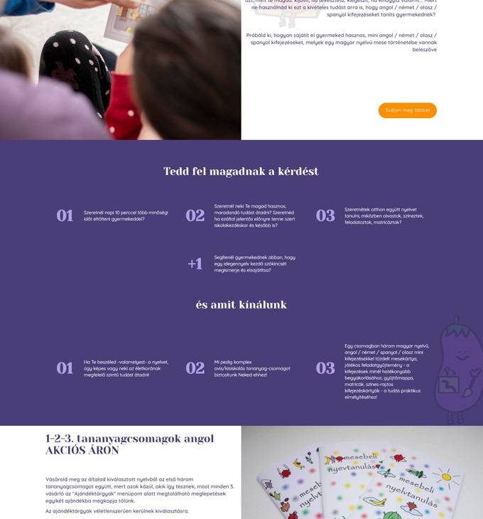 Mesebelinyelvtanulas.hu - nyelvtanulás, nyelvi csomagok gyerekeknek - reszponzív webáruház készítés