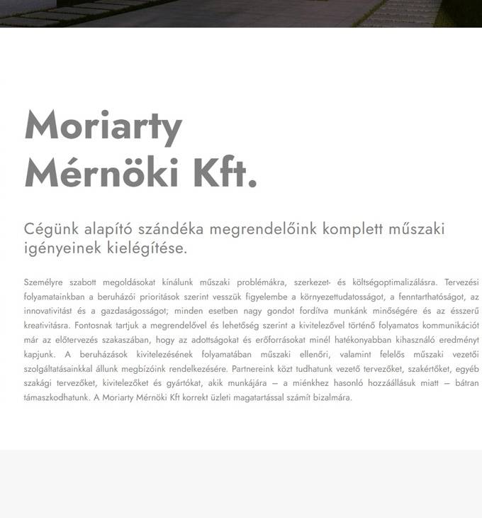 Moriarty.hu - Mérnöki tervező és szolgáltató - reszponzív honlapkészítés
