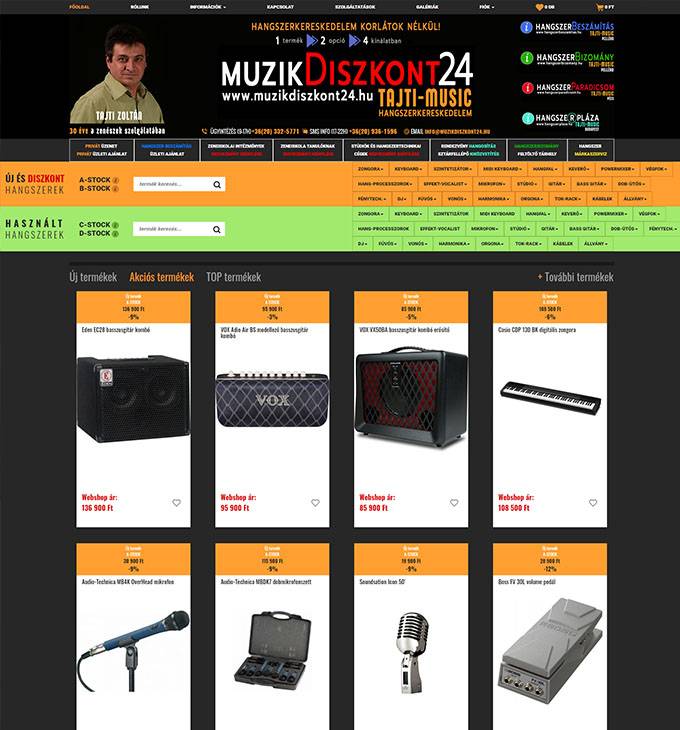 Muzikdiszkont24.hu - Hangszerkereskedelem korlátok nélkül - Reszponzív webáruház készítés