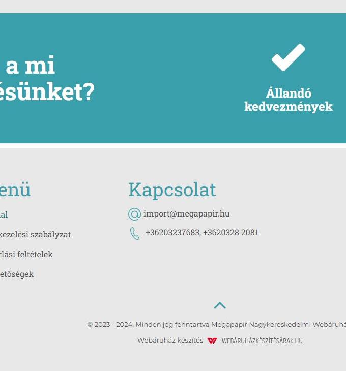 nagyker.megapapir.hu - reszponzív nagykeres webáruház készítés