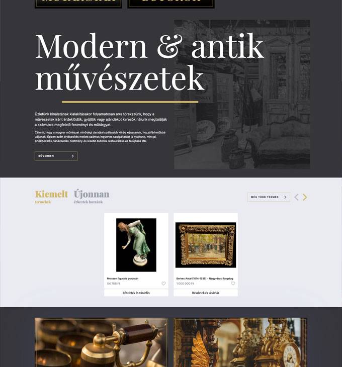 Nautilusantikwebshop.hu - Modern és antik művészetek webáruháza - reszponzív webáruház készítés