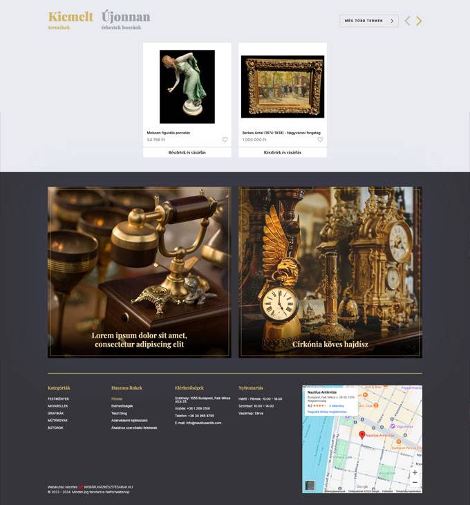 Nautilusantikwebshop.hu - Modern és antik művészetek webáruháza - reszponzív webáruház készítés