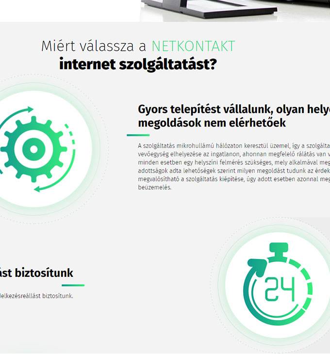 Netkontakt.hu Lakossági és üzleti internetszolgáltató reszponzív honlapkészítés