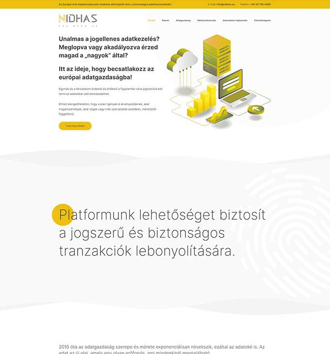 Nidhas.eu - Adatok jogszerű tranzakciók lebonyolítása - reszponzív weboldal készítés