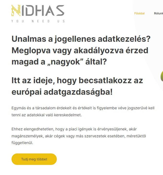 Nidhas.eu - Adatok jogszerű tranzakciók lebonyolítása - reszponzív weboldal készítés