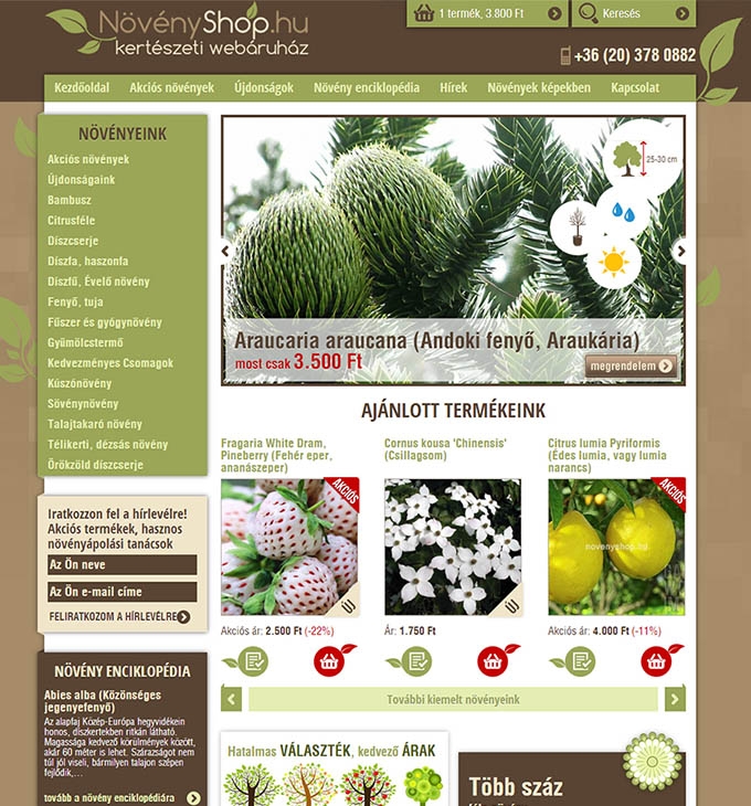növényshop.hu webáruház elkészítése