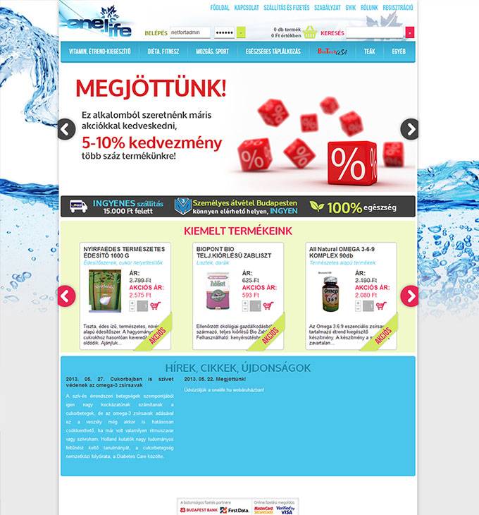 onelife.hu webáruház készítés