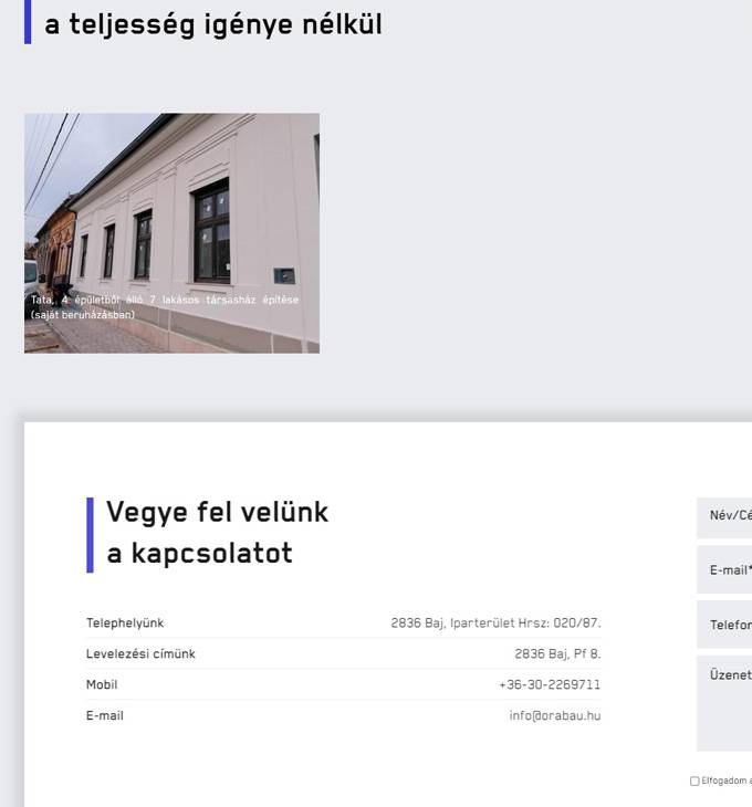 Orabau.hu - Szerkezetépítés, generálkivitelezés - reszponzív honlapkészítés