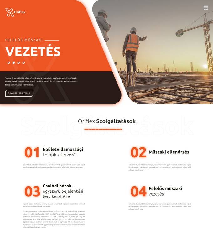 Oriflex.hu - Épületvillamosági tervezés - reszponzív honlapkészítés