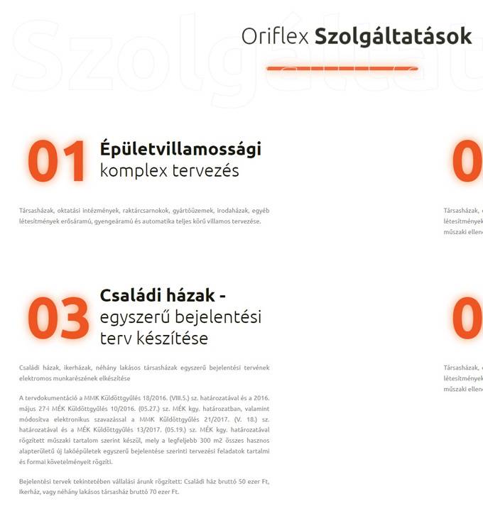 Oriflex.hu - Épületvillamosági tervezés - reszponzív honlapkészítés Oriflex.hu - Épületvillamosági tervezés - reszponzív honlapkészítés