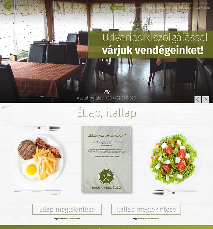 Palmavendeglo.hu reszponzív éttermi honlap készítése