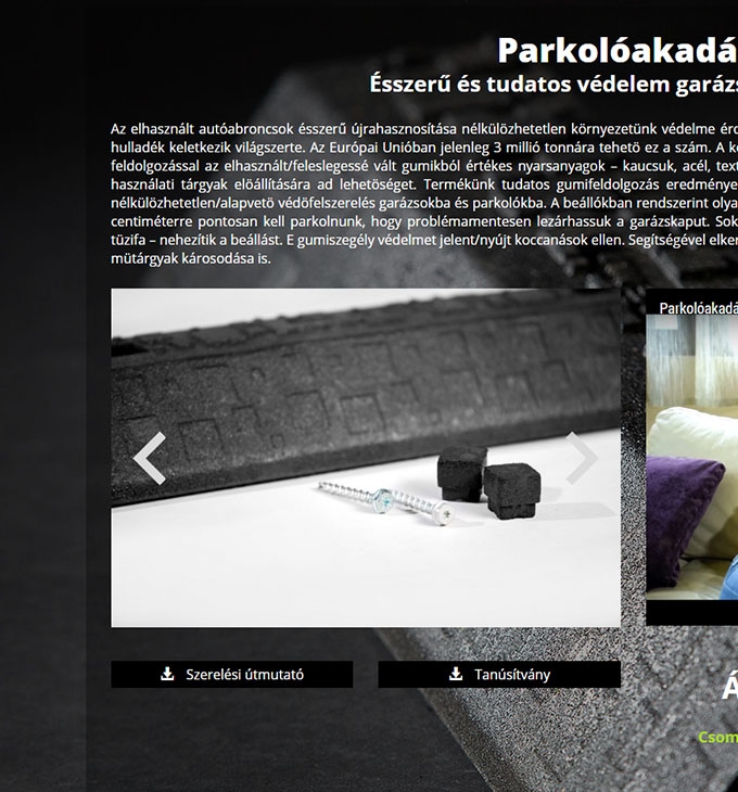 Parkoloakadaly.hu reszponzív termék bemutató webshop készítése