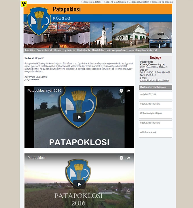 Weboldal készítése Patapoklosi Község Önkormányzatának