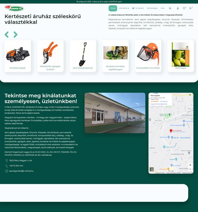 Pecsiagroker.hu - Kertészeti áruház - Reszponzív webáruház készítés