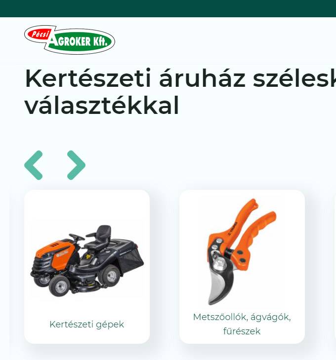 Pecsiagroker.hu - Kertészeti áruház - Reszponzív webáruház készítés