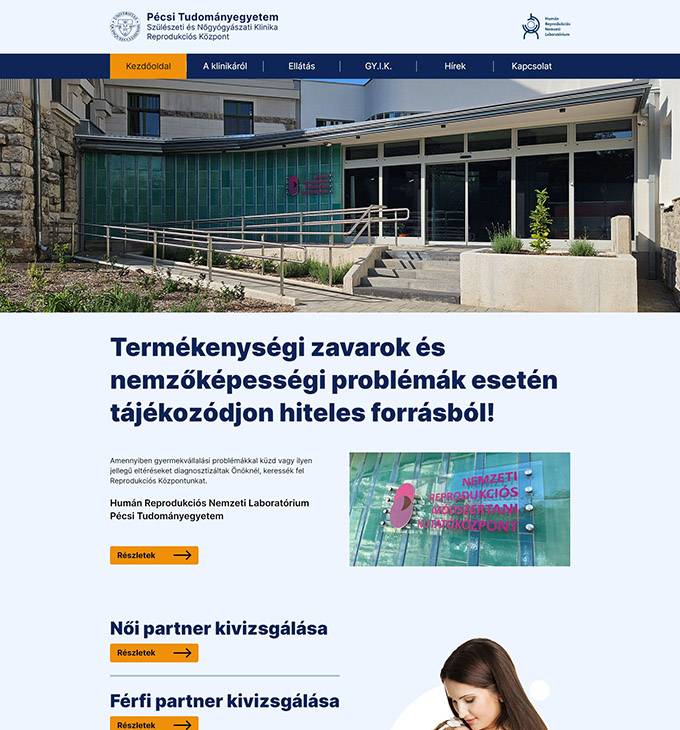 Pecsimeddoseg.hu - Pécsi Tudományegyetem Szülészeti és Nőgyógyászati Klinika - reszponzív weboldal készítés