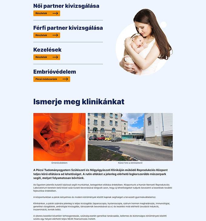 Pecsimeddoseg.hu - Pécsi Tudományegyetem Szülészeti és Nőgyógyászati Klinika - reszponzív weboldal készítés