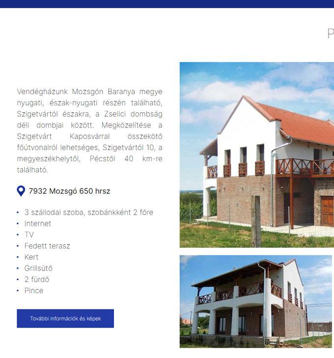 Pelsohaz.hu - Mozsgói vendégház - reszponzív honlapkészítés