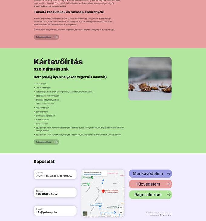 Piricoop.hu - Munkavédelem, tűzvédelem, kártevőirtás - reszponzív honlapkészítés