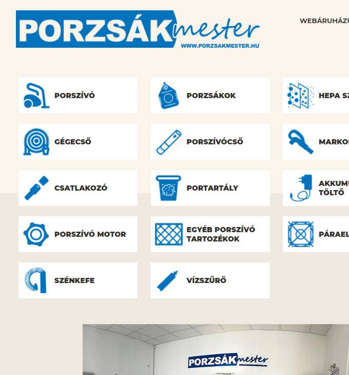 Porzsakmester.hu - porzsák, porszívó webáruház - reszponzív webáruház készítés