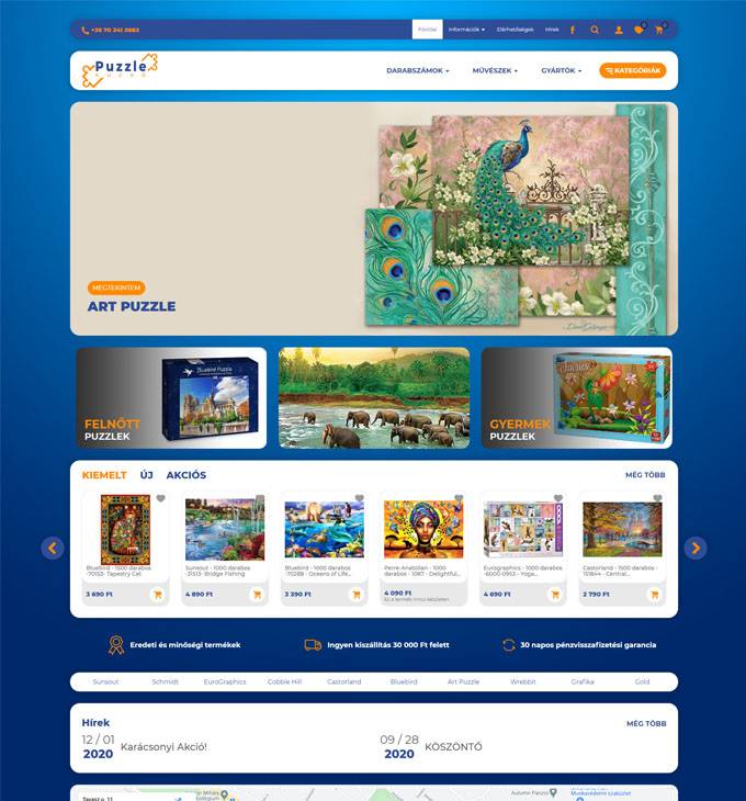 Puzzlekucko.hu - felnőtt és gyermek puzzlek - reszponzív webáruház készítés
