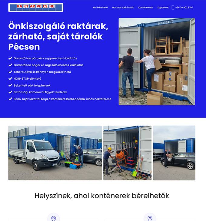 Raktarpecs.hu bemutatkozó weboldal készítés