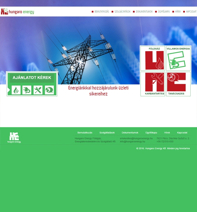 hungaroenergy.hu vállalati bemutatkozó weblap megújítása