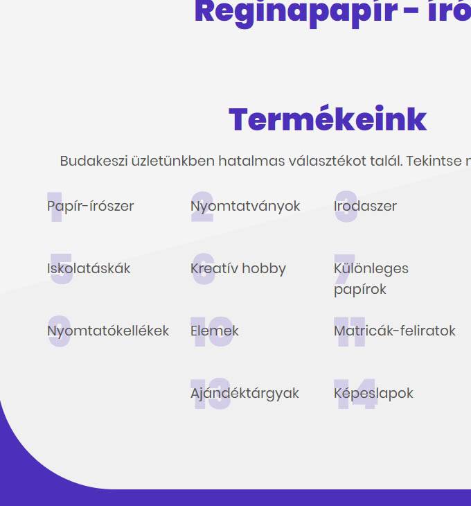 Reginapapir.hu - irodaszer, írószer, nyomtatás - Reszponzív honlapkészítés