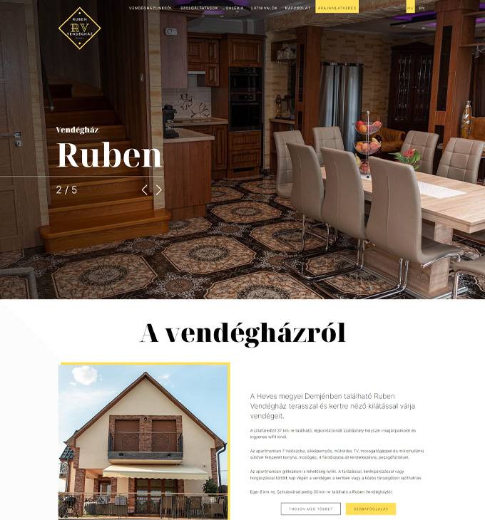 Rubenvendeghaz.hu - Ruben vendégház, Demjén - reszponzív honlapkészítés