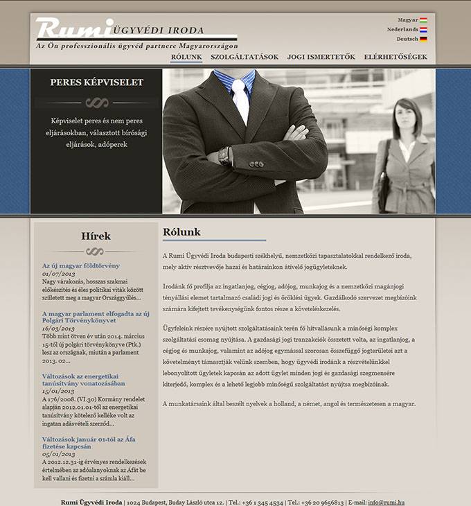 rumi.hu ügyvédi oldal elkészítése