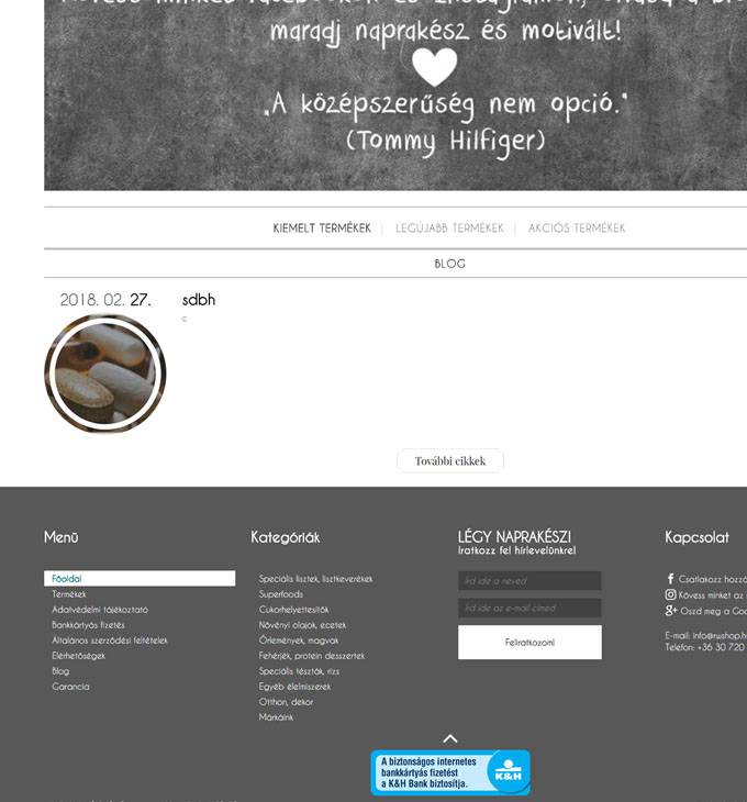 Rwshop.hu - Egészséges és speciális élelmiszereket árusító reszponzív webáruház készítés